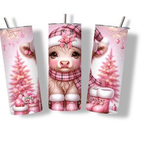 Cute Pink Cow 20 oz Skinny Tumbler Stainless Steel
